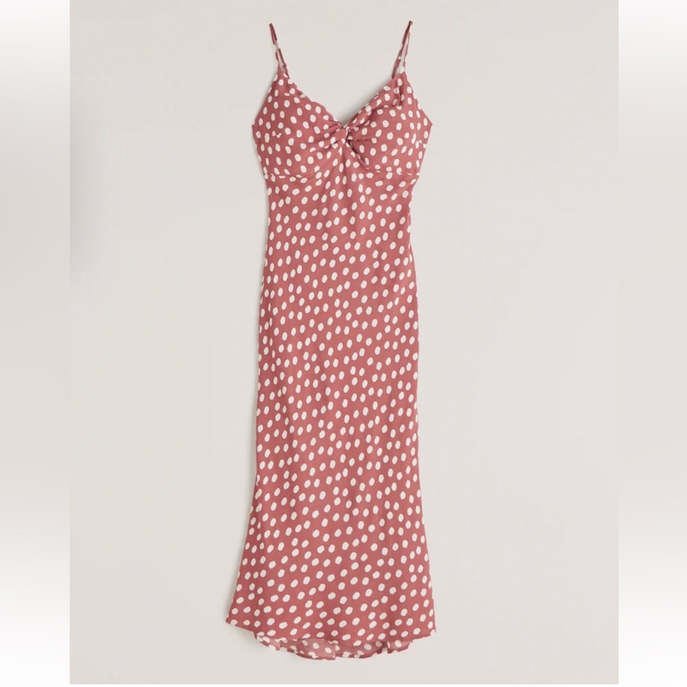Abercrombie Midi Dress in Dusty Rose Polka Dot - size large